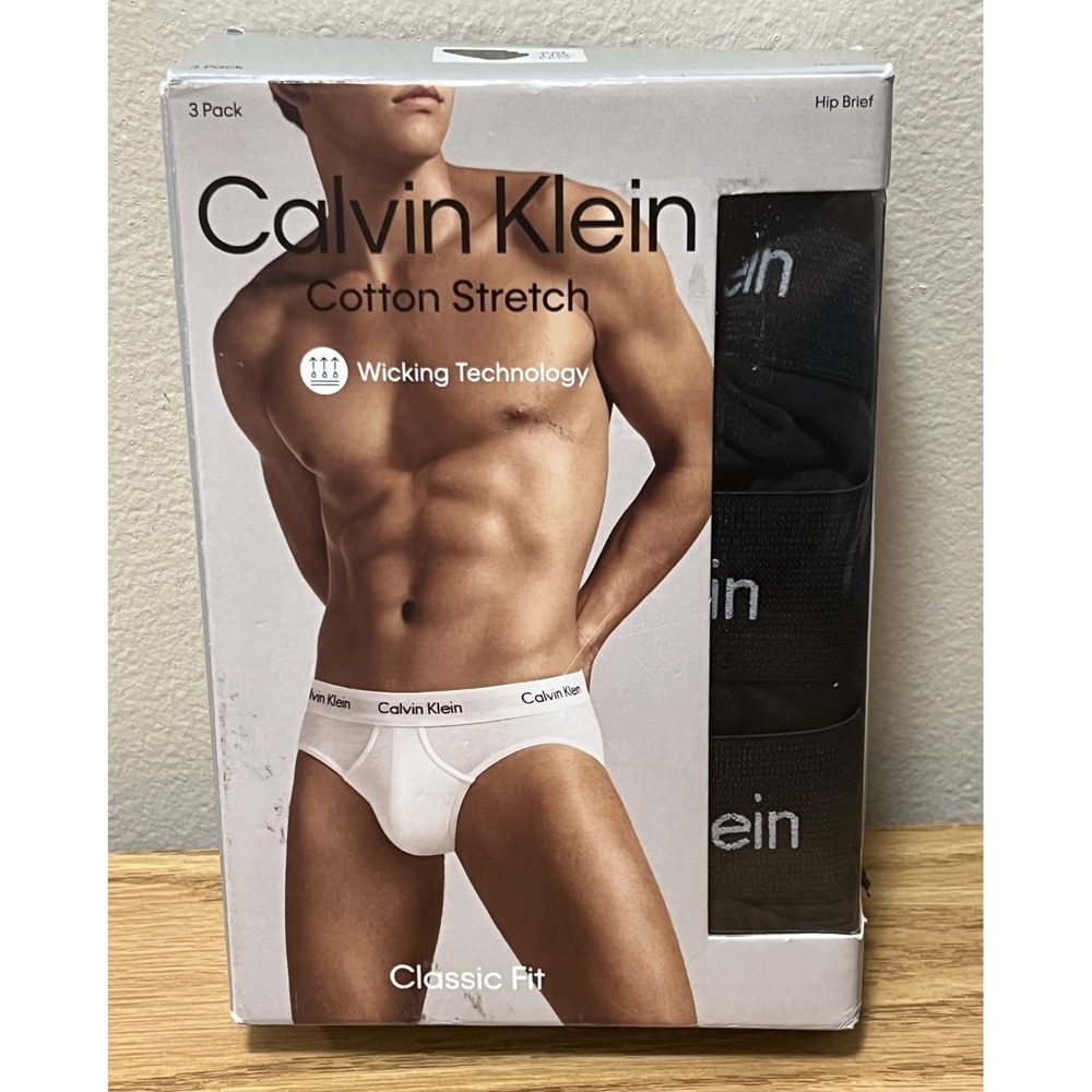 Calvin Klein Cotton Stretch Moisture Wicking Hip Briefs Pack of 3 Men's Size 2XL